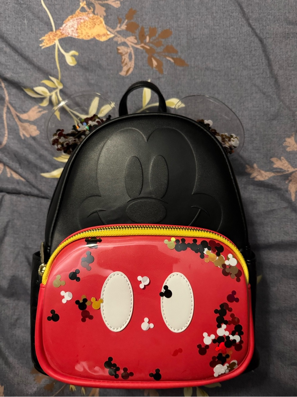 Loungefly Black and Red Mickey Sequin Mini Backpack